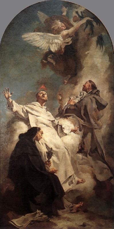 PIAZZETTA, Giovanni Battista Three Dominican Saints sg France oil painting art